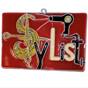 Vintage Stained Glass Hair Stylist Beautician Cosmetologist Suncatcher Ornament